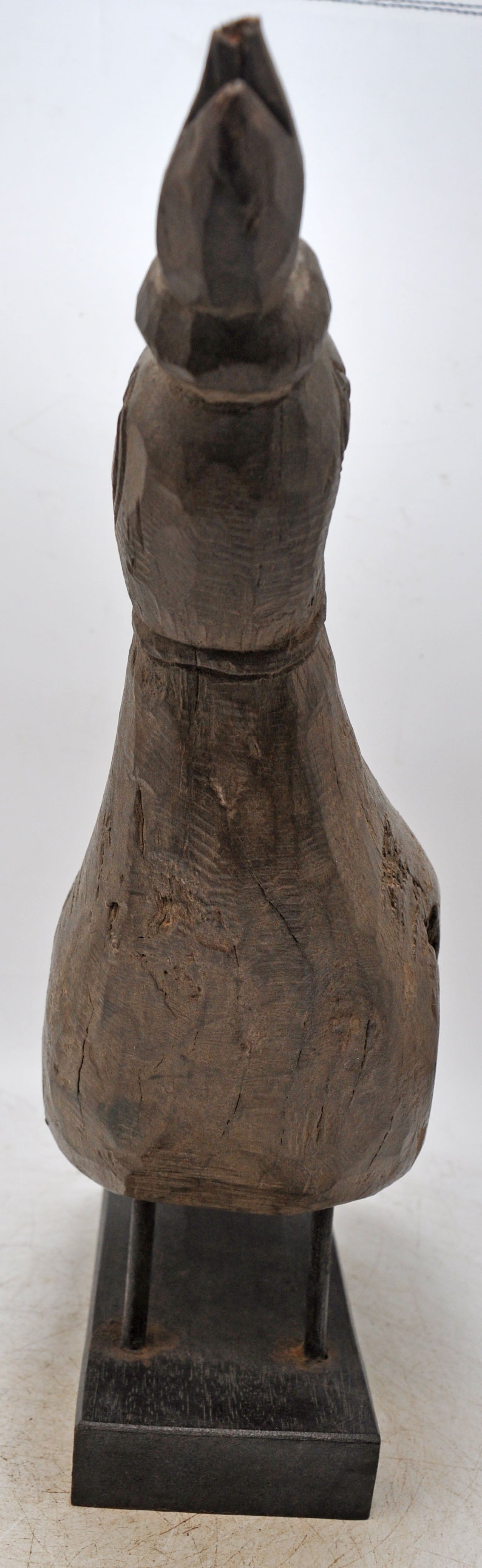 Antique Wooden Large Bird Crane Figurine Original Old Hand Carved