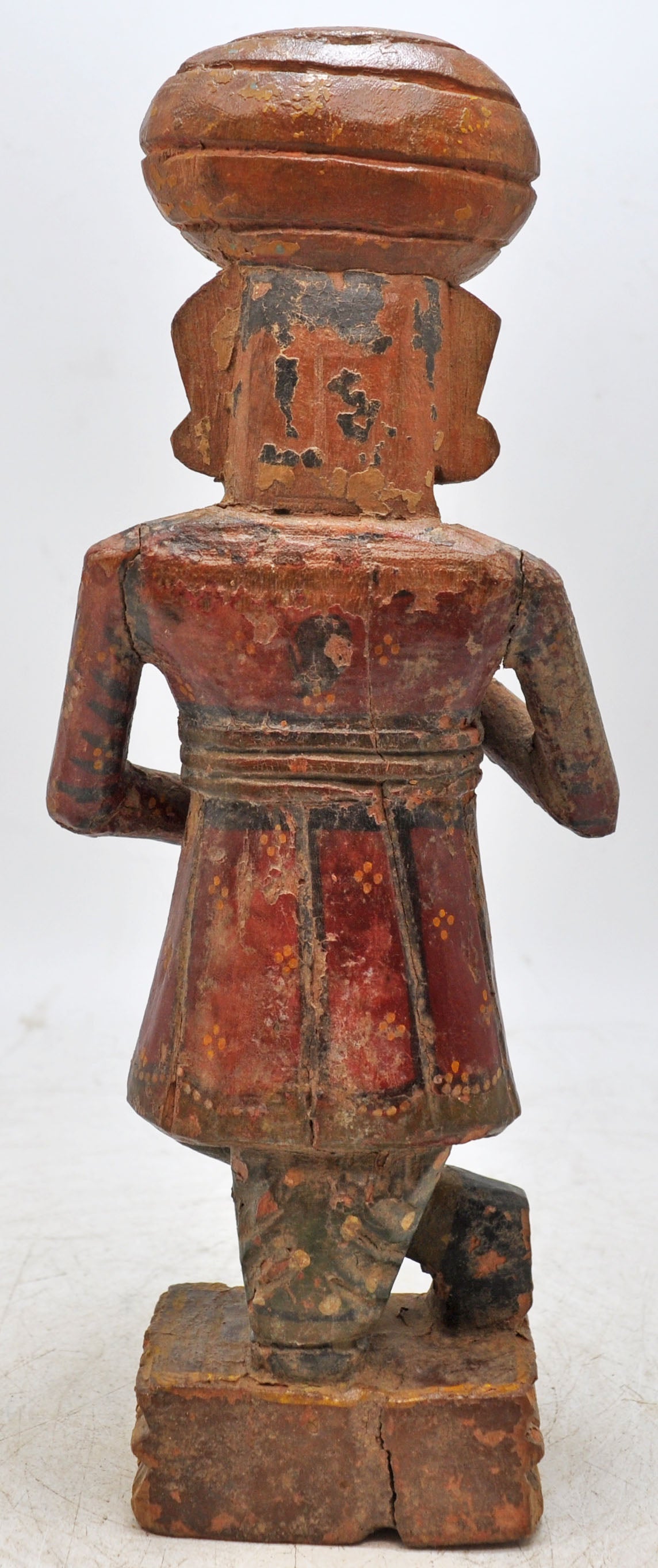 Vintage Wooden Man Figurine on Stand Original Old Hand Carved Painted