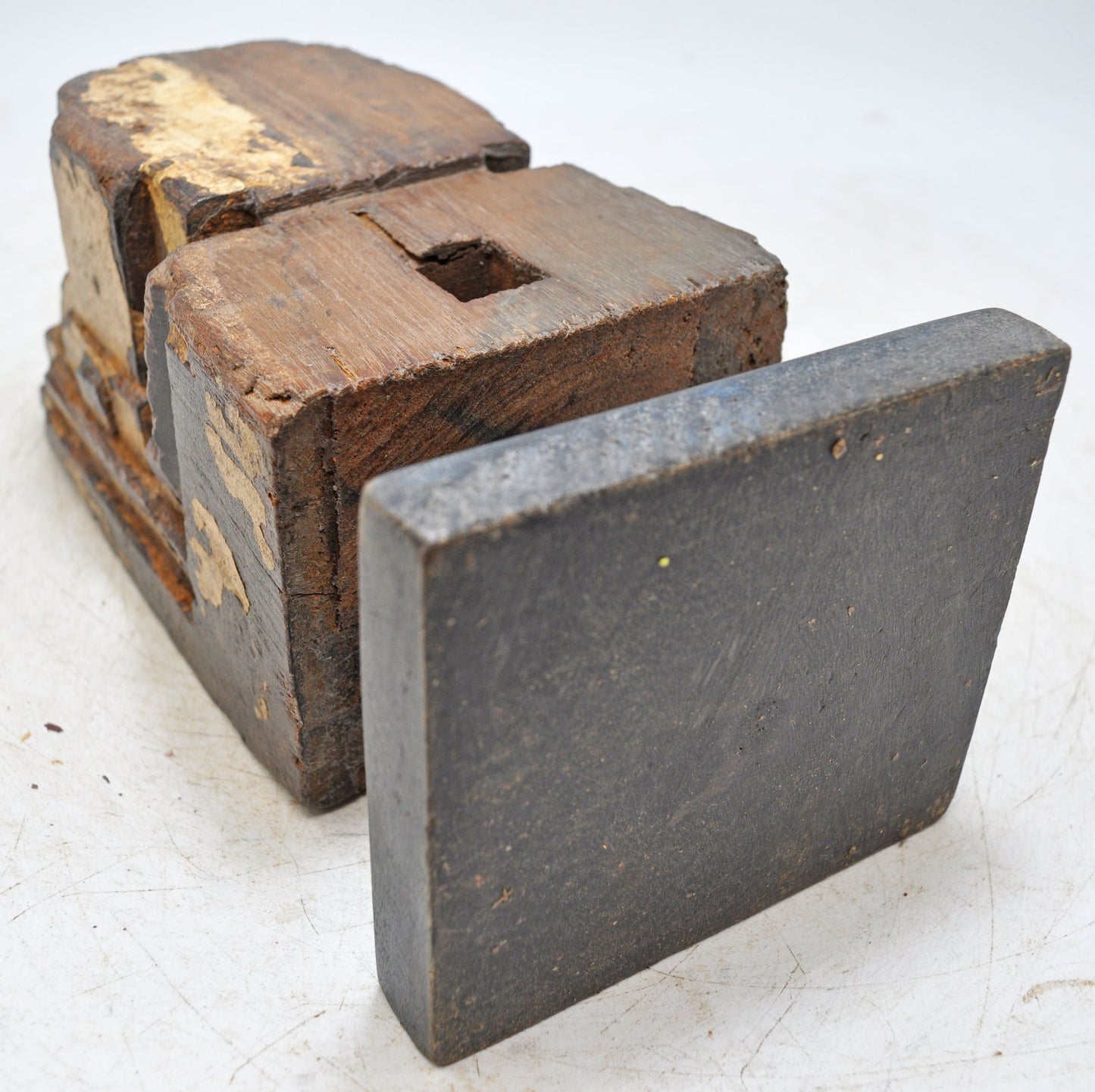 Antique Wooden Bracket Carving Block Original Old Hand Carved
