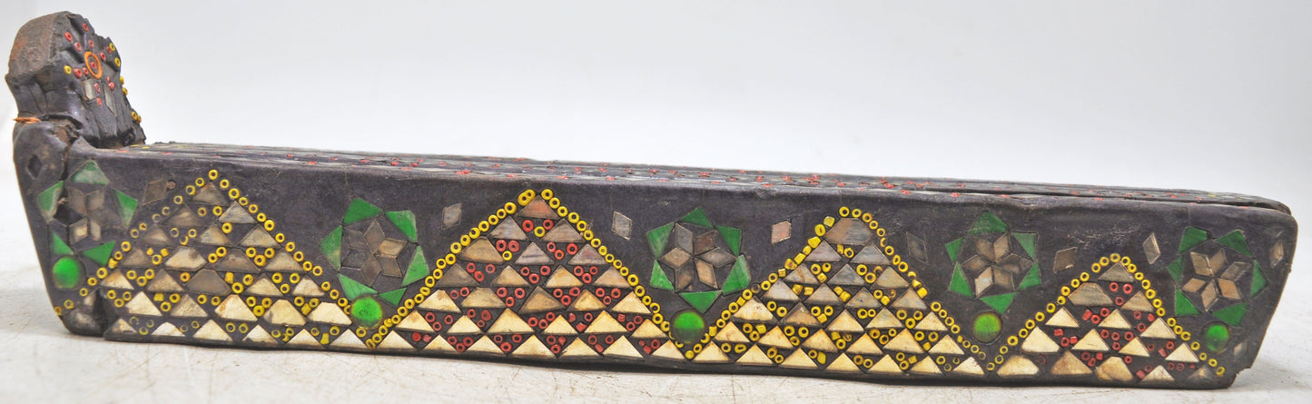 Vintage Wooden Pencil Stationary Box Original Old Hand Crafted Beads Fitted