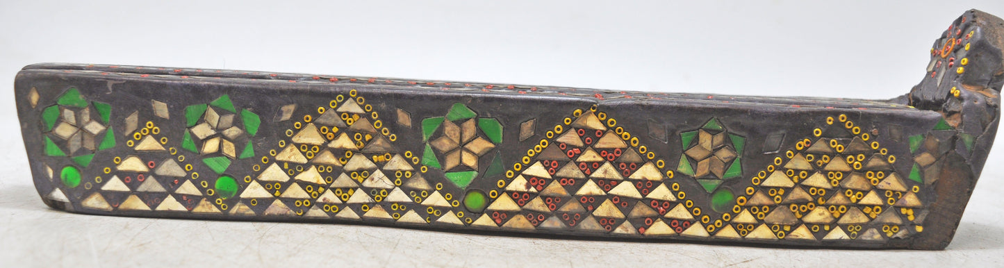 Vintage Wooden Pencil Stationary Box Original Old Hand Crafted Beads Fitted