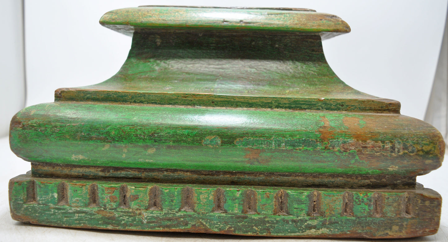 Antique Wooden Pillar Column Base Candle Holder Original Old Hand Carved