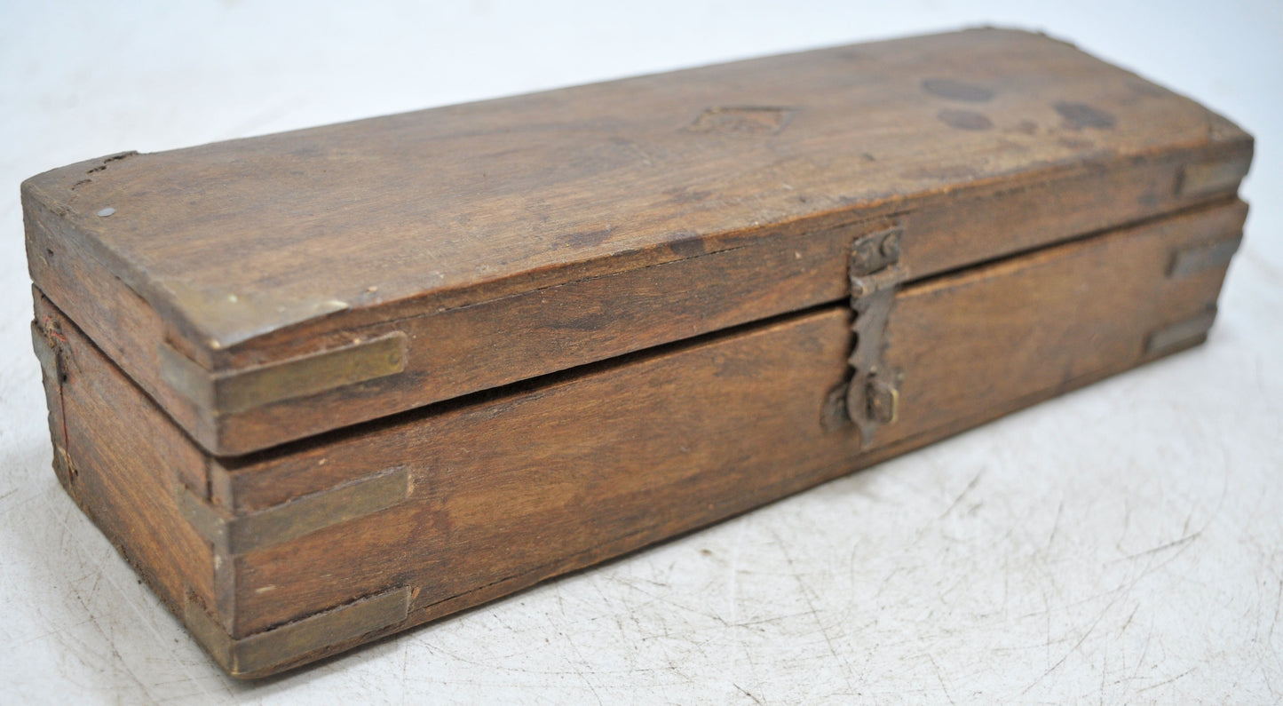 Antique Wooden Pencil Stationary Box Original Old Hand Crafted