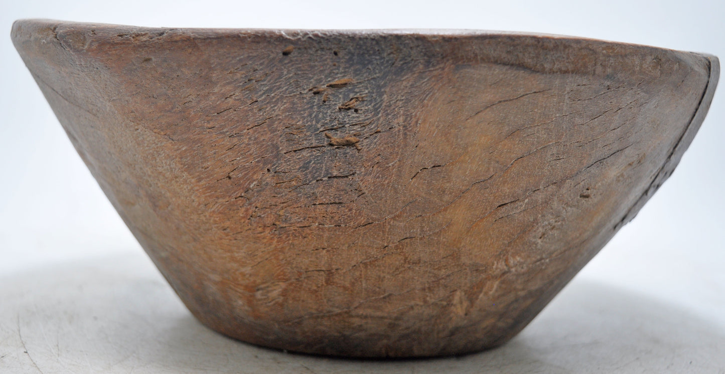 Antique Wooden Roung Dough Kneading Parat Bowl Original Old Hand Carved