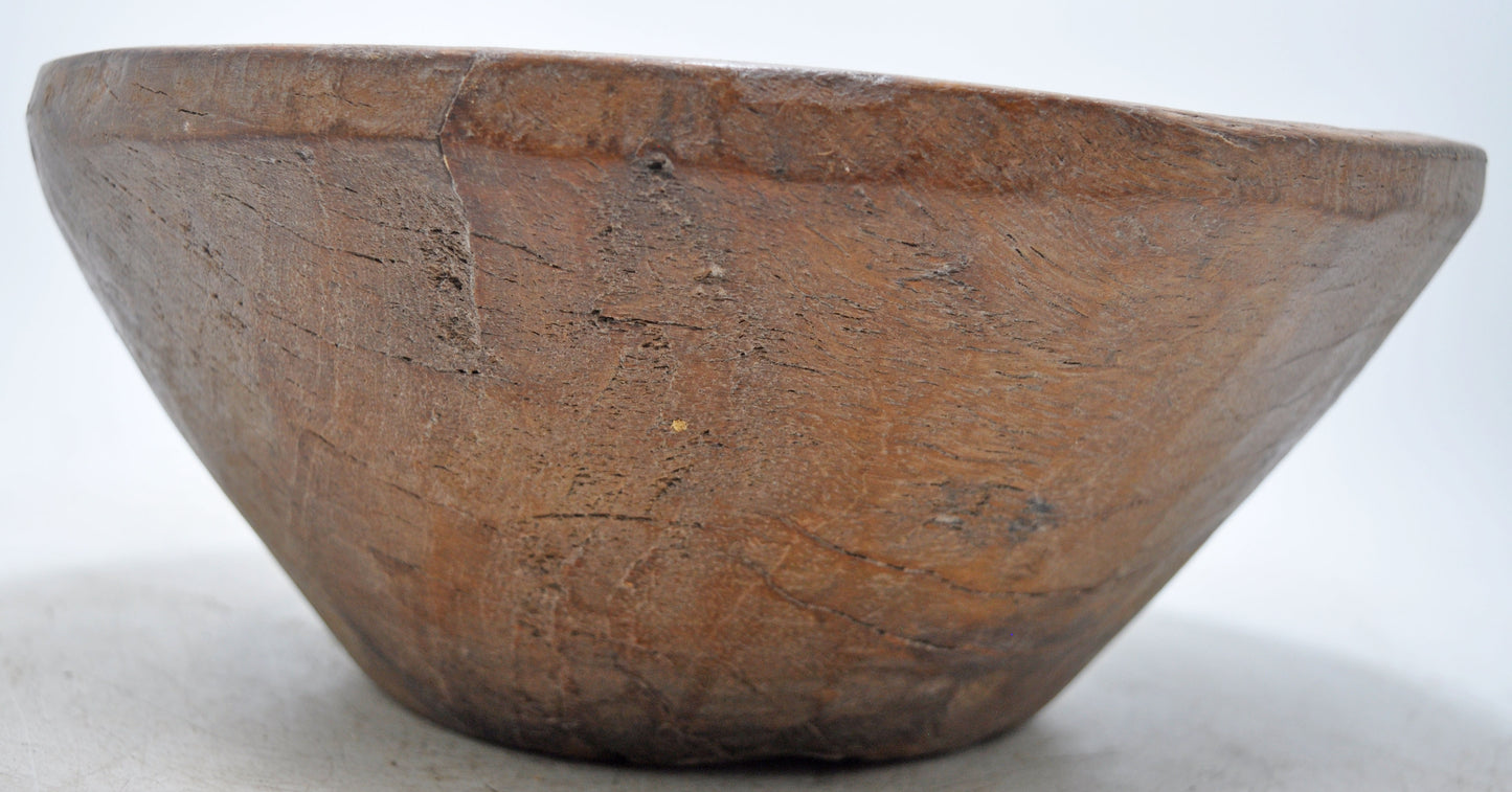 Antique Wooden Roung Dough Kneading Parat Bowl Original Old Hand Carved