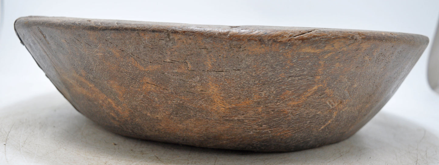 Antique Wooden Roung Dough Kneading Parat Bowl Original Old Hand Carved