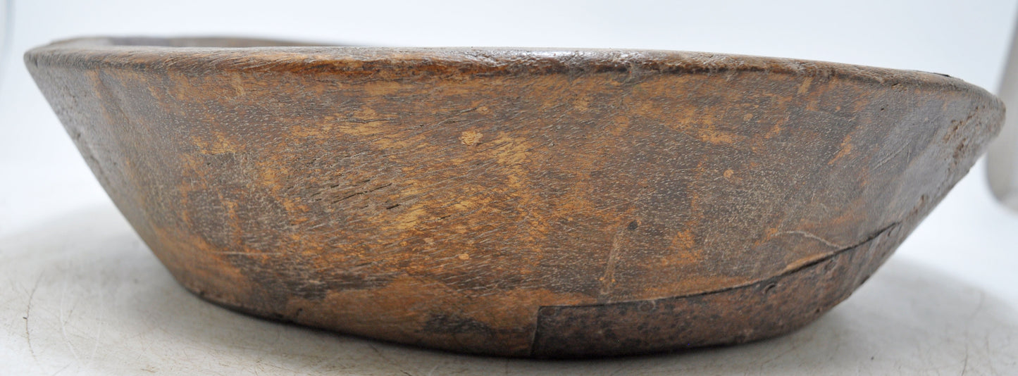 Antique Wooden Roung Dough Kneading Parat Bowl Original Old Hand Carved