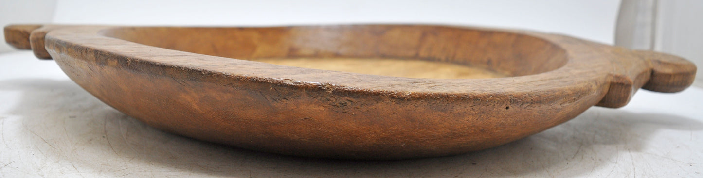 Antique Wooden Roung Dough Kneading Parat Bowl Original Old Hand Carved