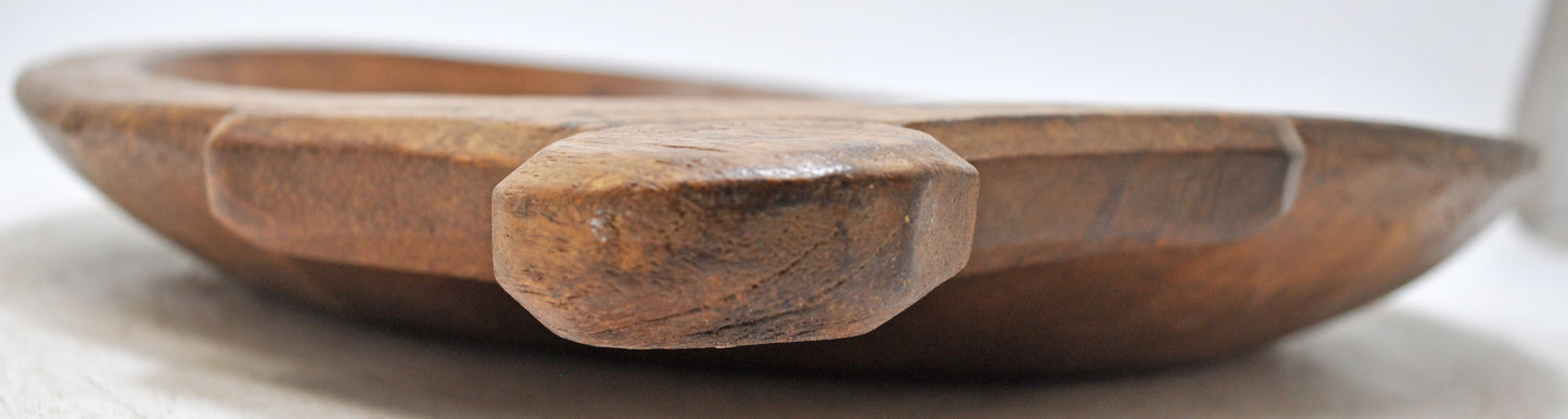 Antique Wooden Roung Dough Kneading Parat Bowl Original Old Hand Carved