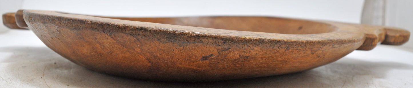Antique Wooden Roung Dough Kneading Parat Bowl Original Old Hand Carved