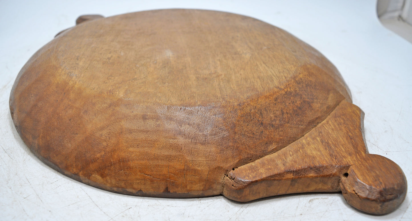 Antique Wooden Roung Dough Kneading Parat Bowl Original Old Hand Carved