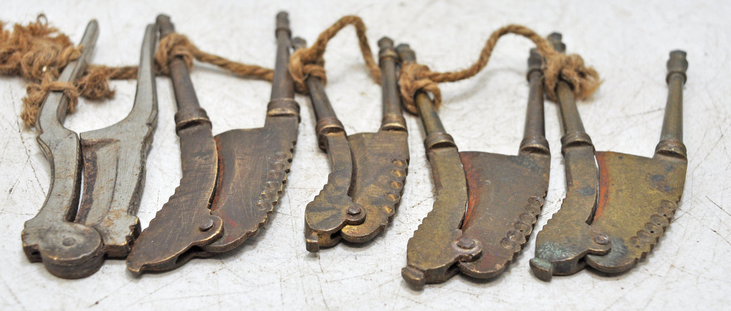 Lot of 5 Antique Brass Betel Nut Cutter Sarota Original Old Hand Crafted Engraved
