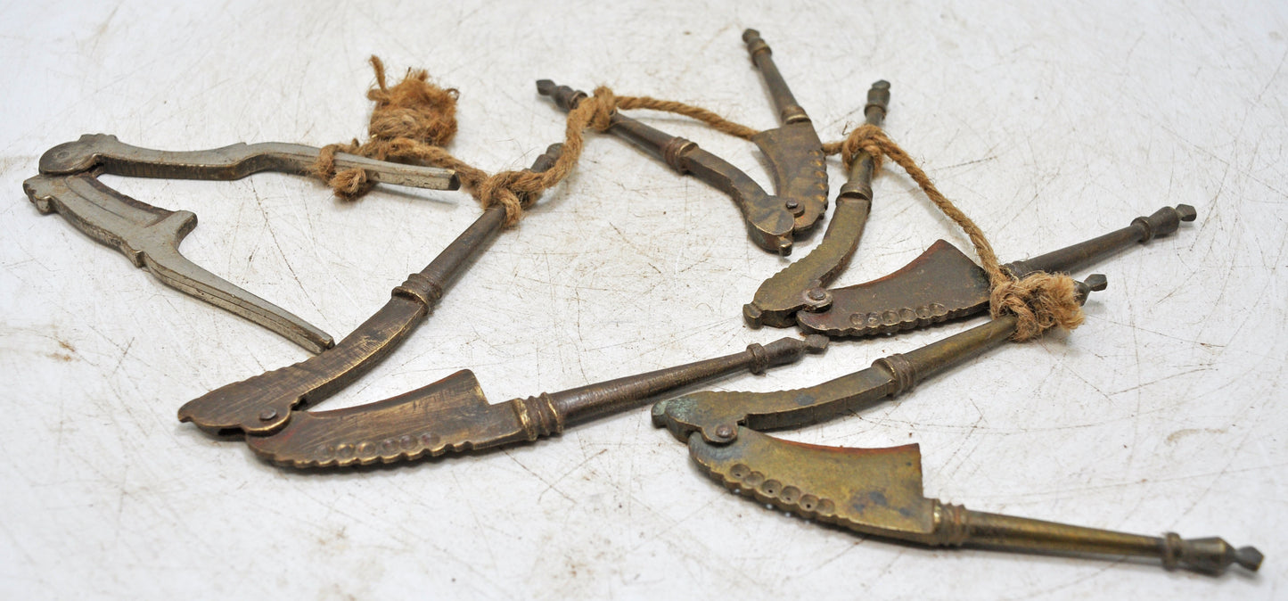 Lot of 5 Antique Brass Betel Nut Cutter Sarota Original Old Hand Crafted Engraved
