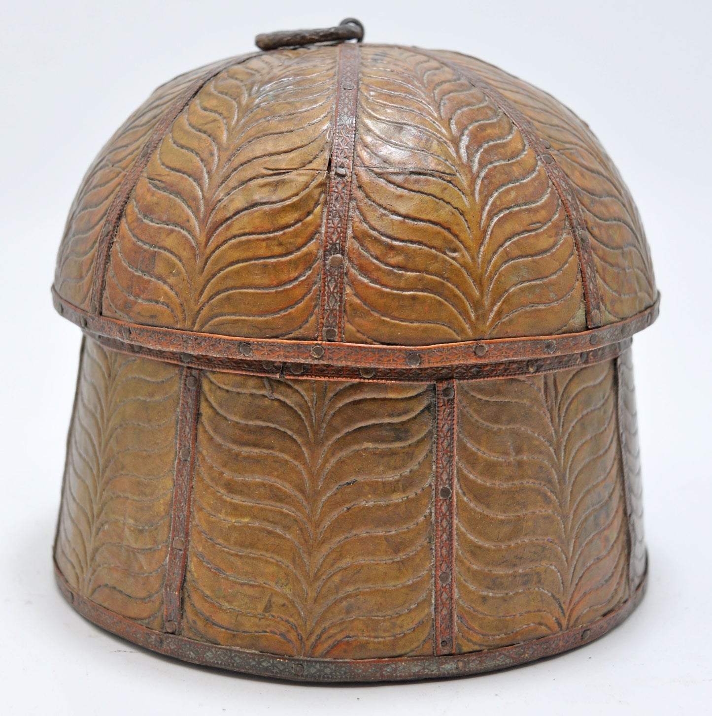 Vintage Wooden Round Kum Kum Powder Tika Box Original Old Brass Fitted