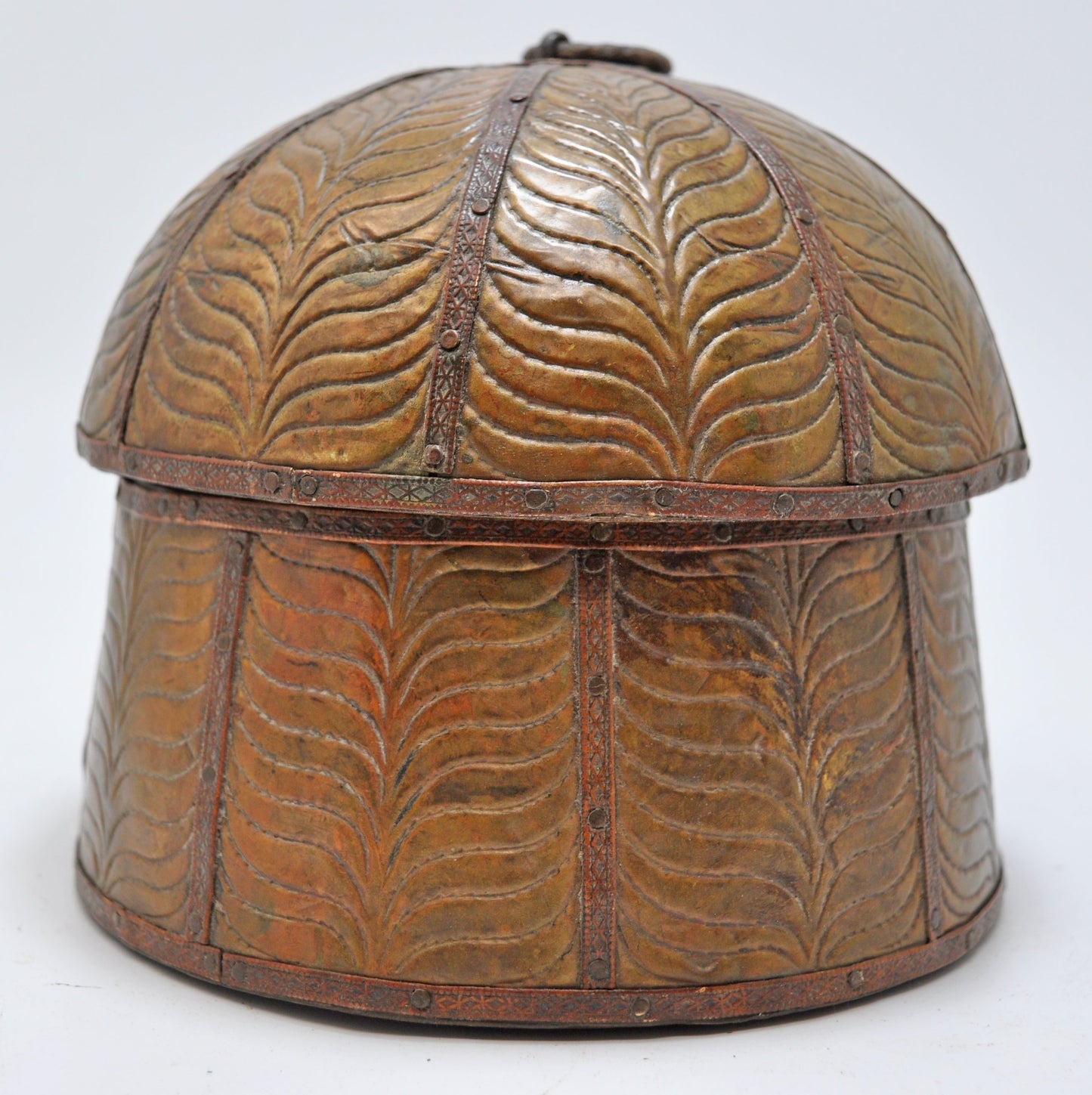 Vintage Wooden Round Kum Kum Powder Tika Box Original Old Brass Fitted