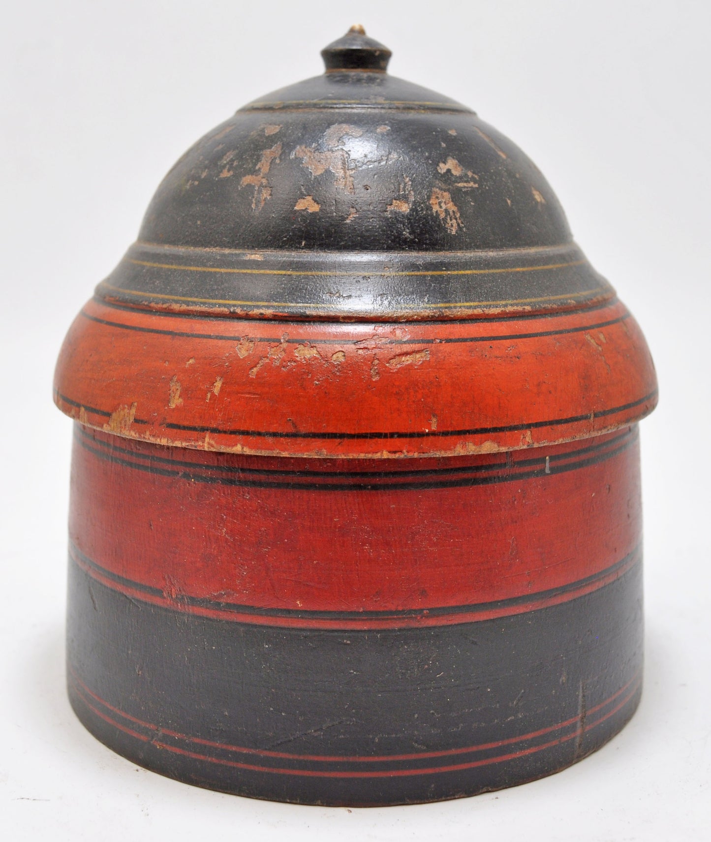 Antique Wooden Lacquer Painted Candy Box Original Old Hand Carved