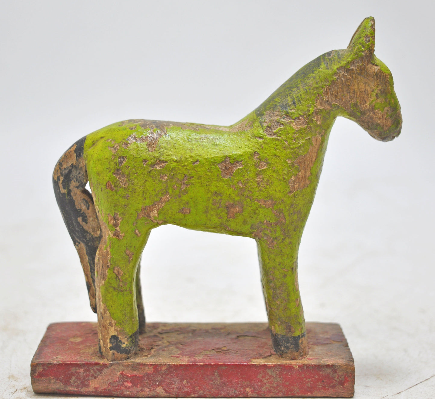 Hand Carved Wooden Small Size Standing Horse Figurine Rustic Hand Painted