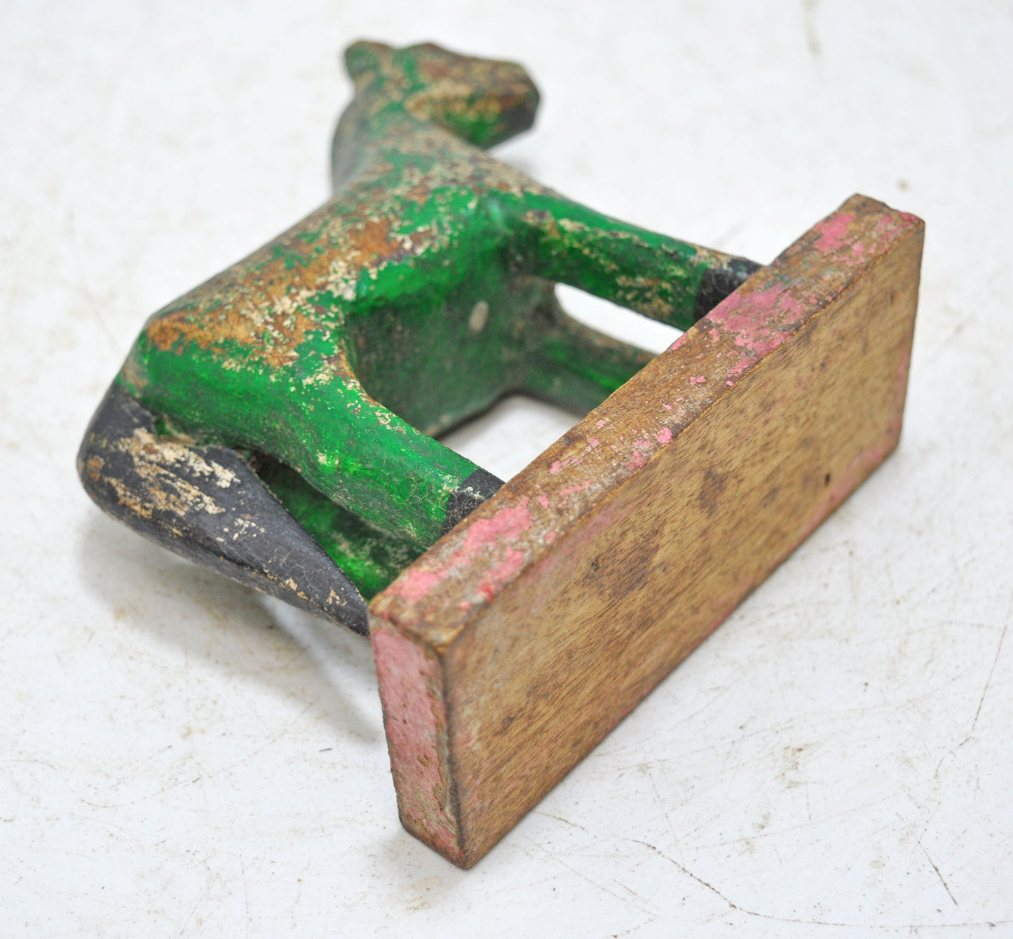 Hand Carved Wooden Small Size Standing Horse Figurine Rustic Hand Painted