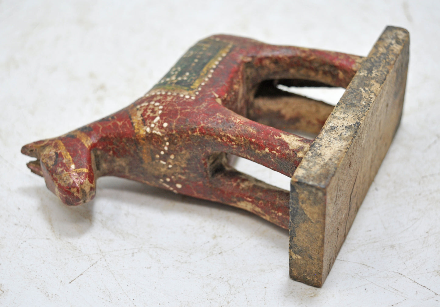 Hand Carved Wooden Small Size Standing Horse Figurine Rustic Hand Painted