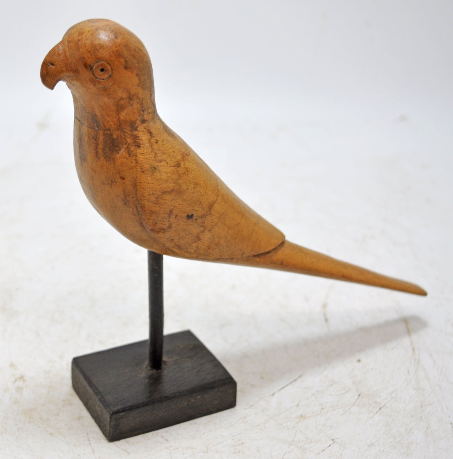 Vintage Wooden Parrot Bird Figurine Original Old Hand Carved