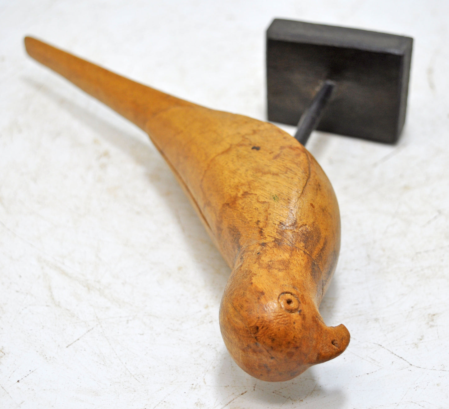 Vintage Wooden Parrot Bird Figurine Original Old Hand Carved