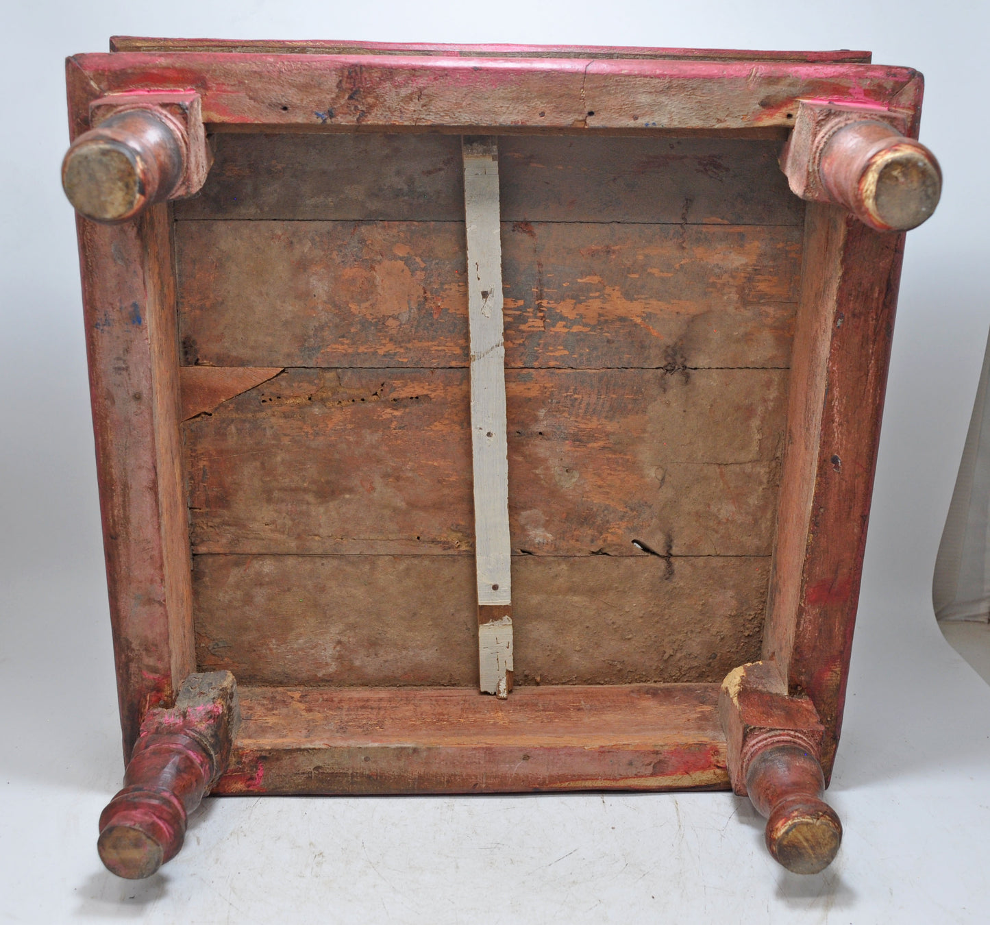 Antique Wooden Floor Sitting Bajot Stool Original Old Hand Crafted Painted