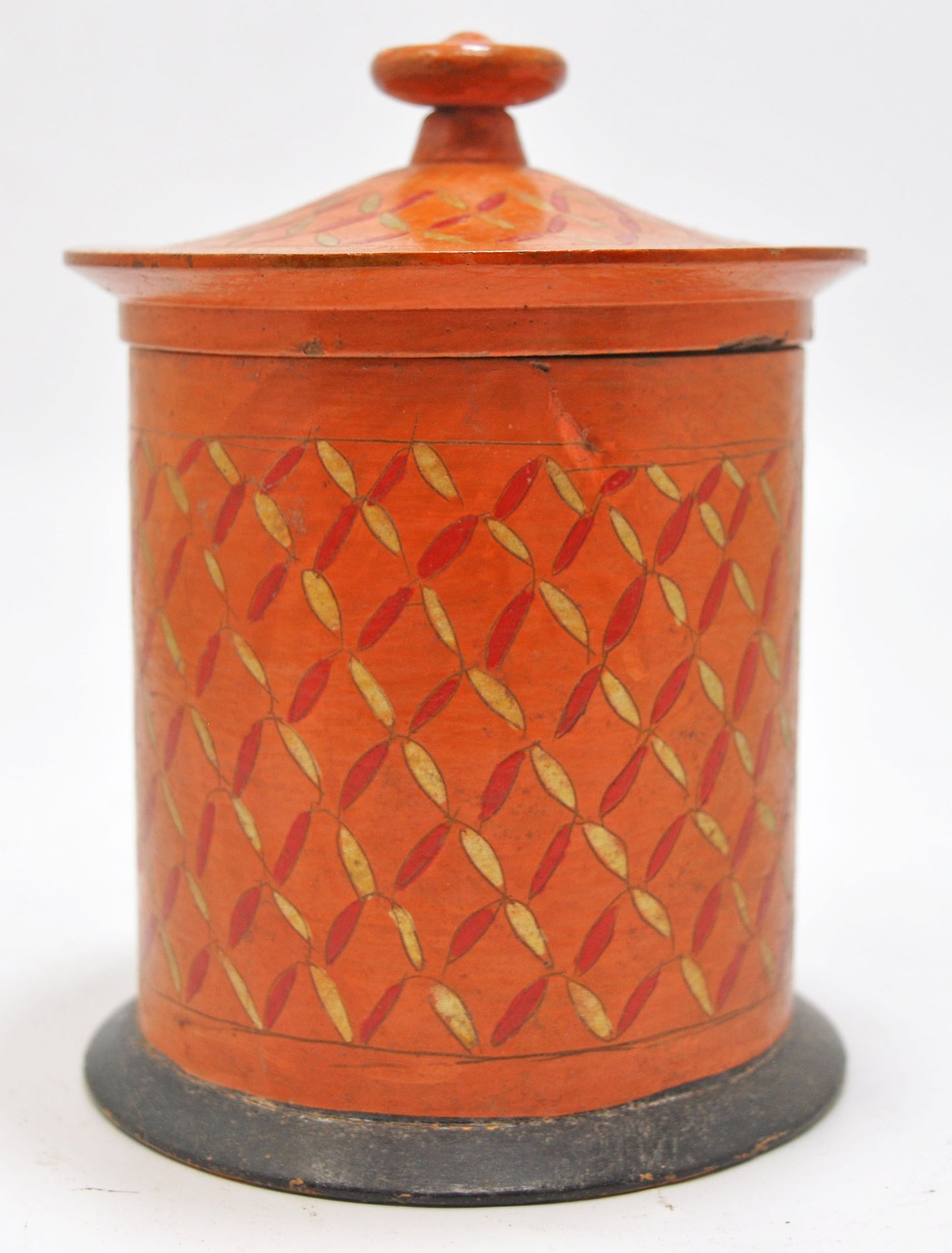 Antique Wooden Lacquer Painted Candy Box Original Old Hand Carved