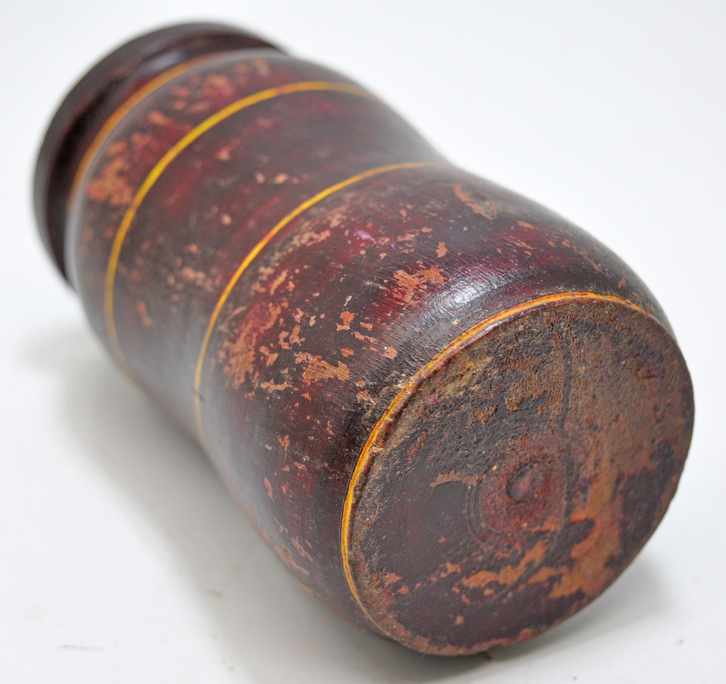 Antique Wooden Drinking Cup Glass Original Old Hand Carved Lacquer Painted