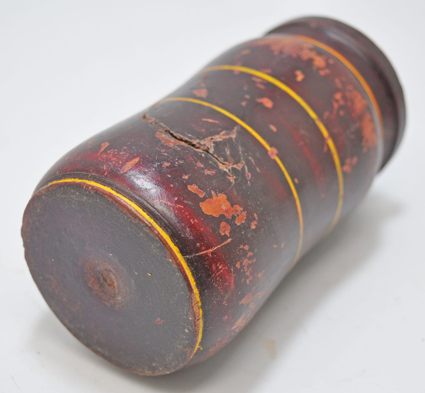 Antique Wooden Drinking Cup Glass Original Old Hand Carved Lacquer Painted