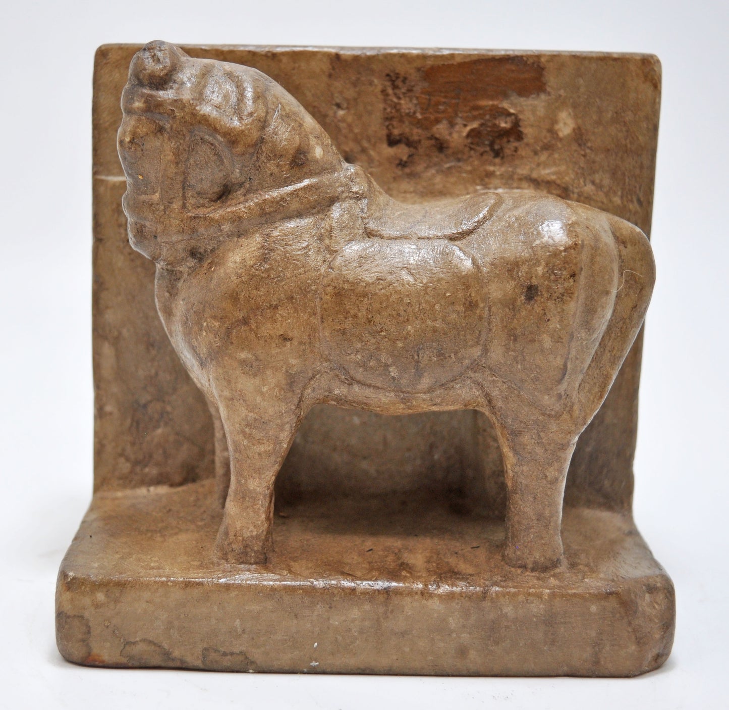 Vintage White Marble Horse Figurine Book End Original Old Fine Hand Carved