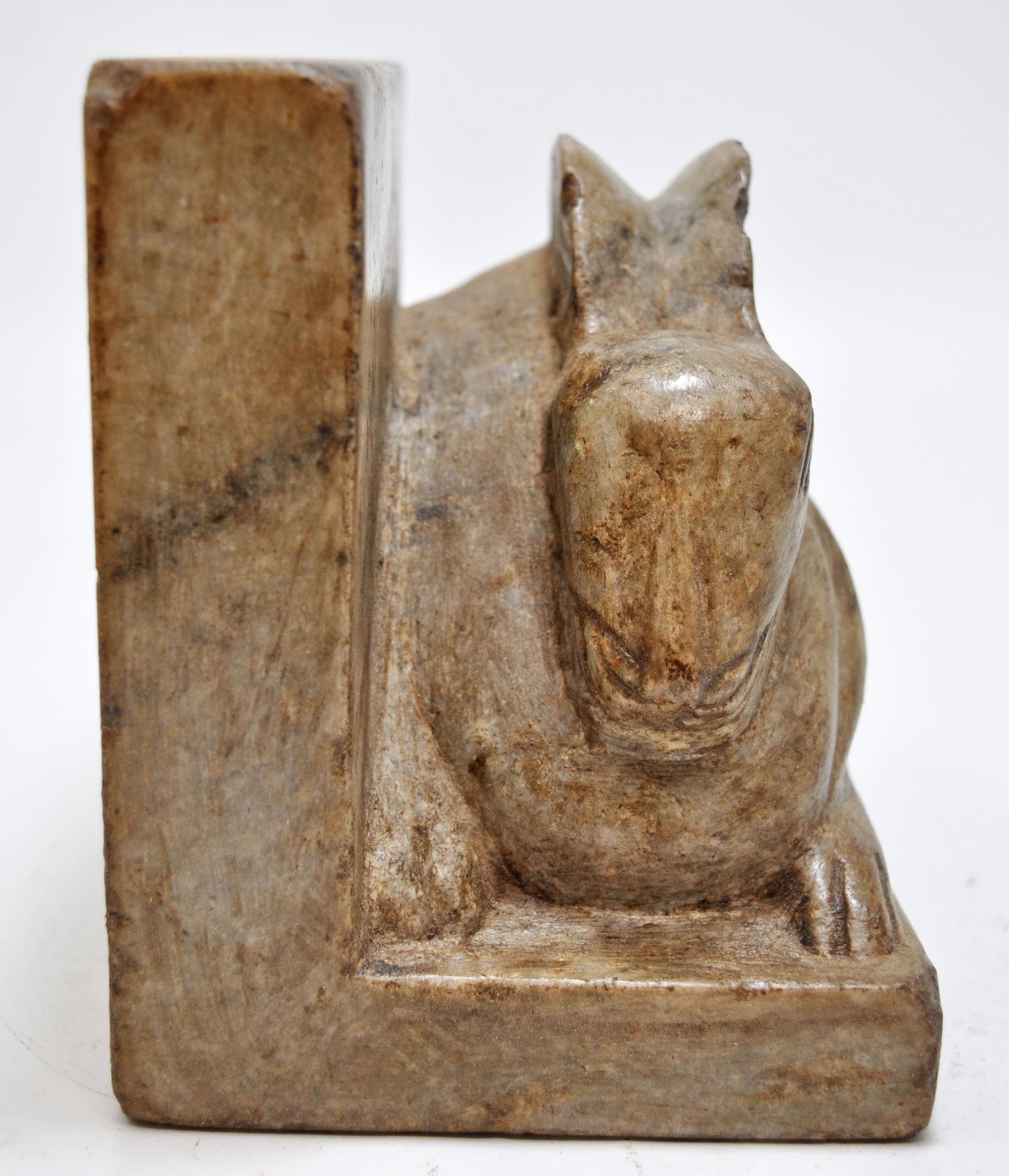 Vintage White Marble Rabbit Figurine Book End Original Old Fine Hand Carved