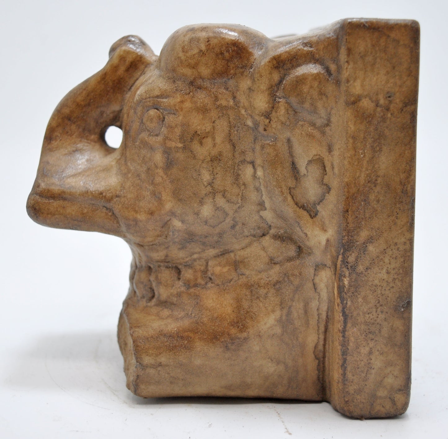 Vintage White Marble Elephant Figurine Book End Original Old Fine Hand Carved