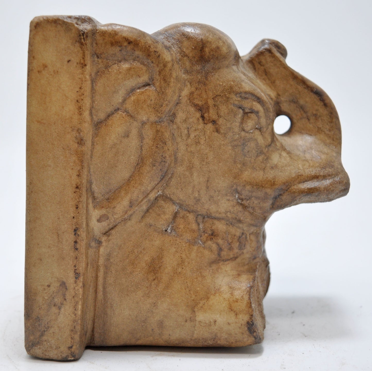 Vintage White Marble Elephant Figurine Book End Original Old Fine Hand Carved