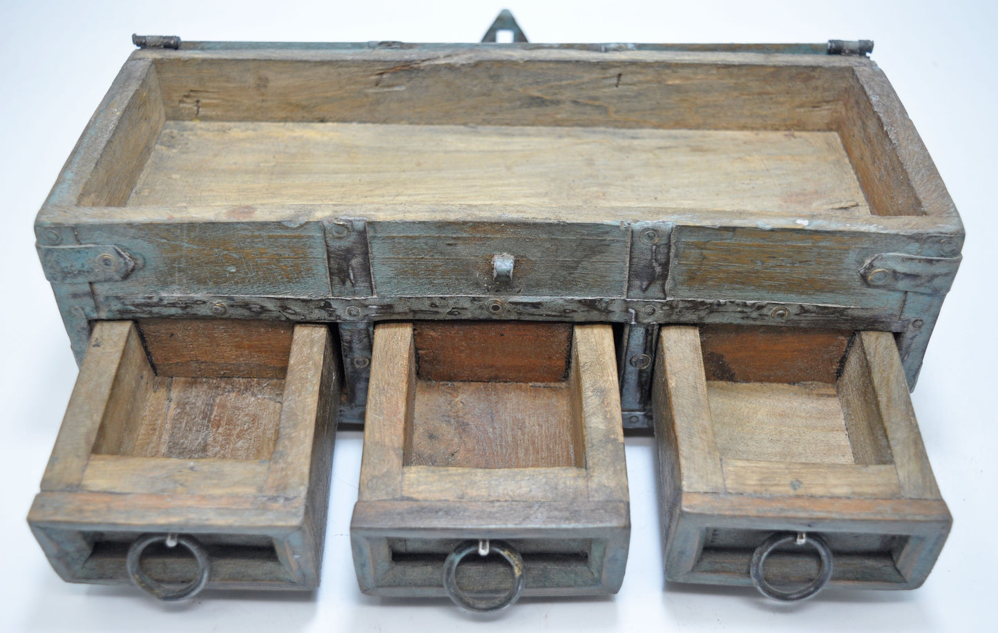 Vintage Wooden Half Round Top Storage Box Original Old Hand Crafted Rustic