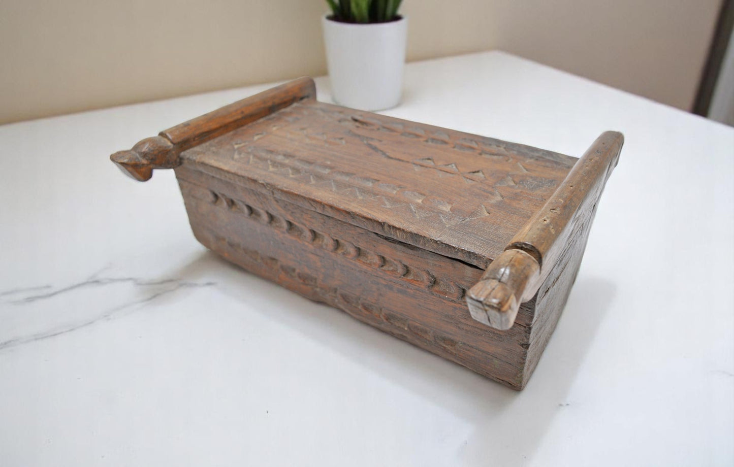 Antique Wooden Kitchenware Spice Box Original Old Hand Crafted