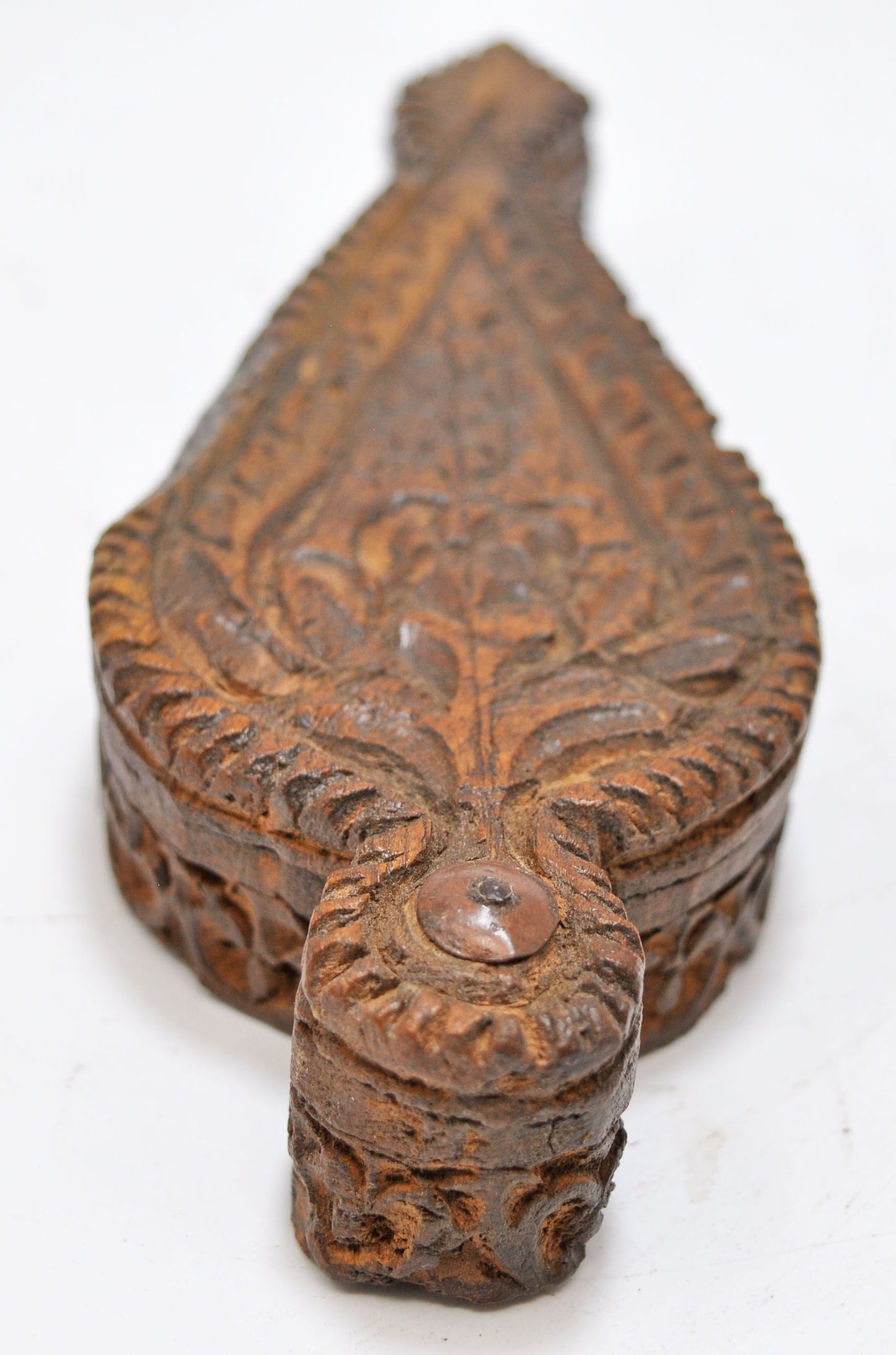 Vintage Wooden Kum Kum Powder Tika Box Original Old Hand Carved