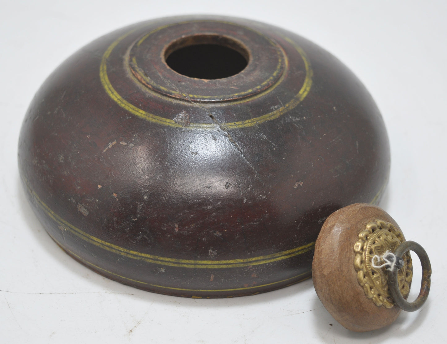 Antique Wooden Opium Tobacco Box Original Old Hand Carved Lacquer Painted