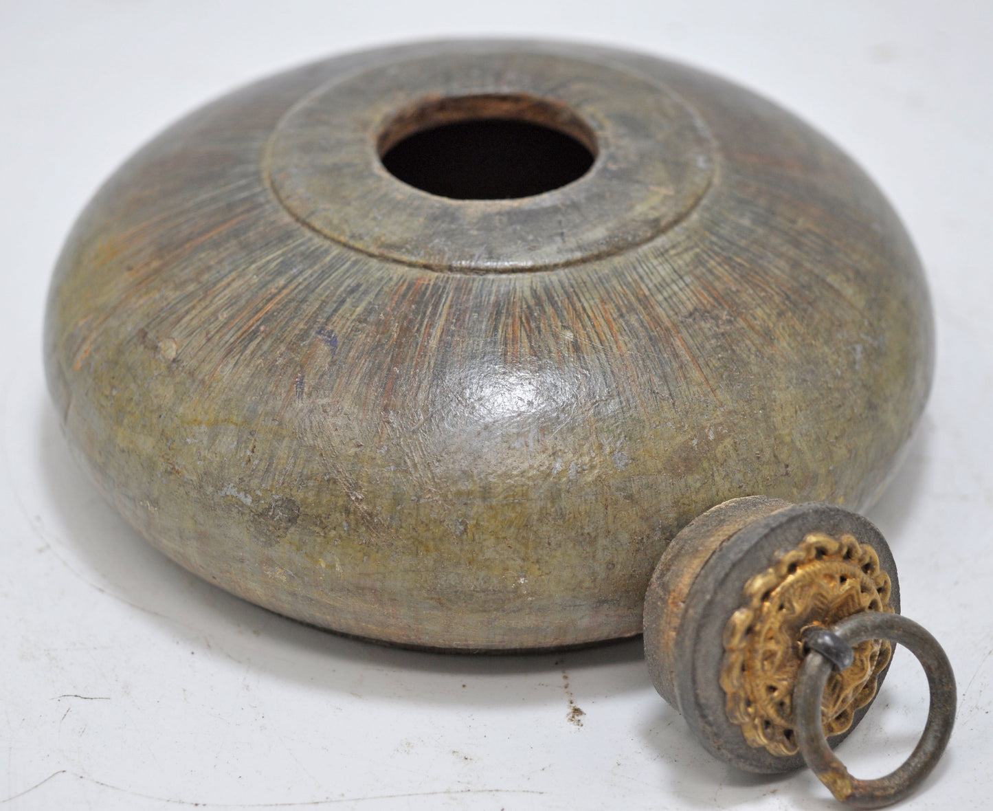 Antique Wooden Opium Tobacco Box Original Old Hand Carved Lacquer Painted