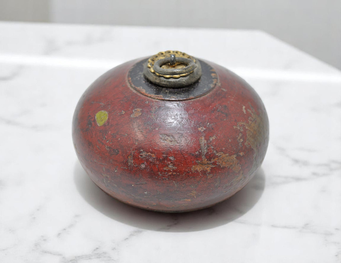 Antique Wooden Opium Tobacco Box Original Old Hand Carved Lacquer Painted