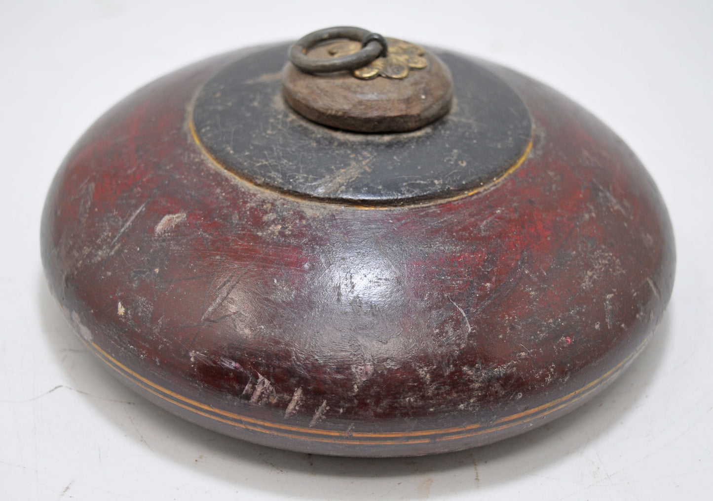 Antique Wooden Opium Tobacco Box Original Old Hand Carved Lacquer Painted