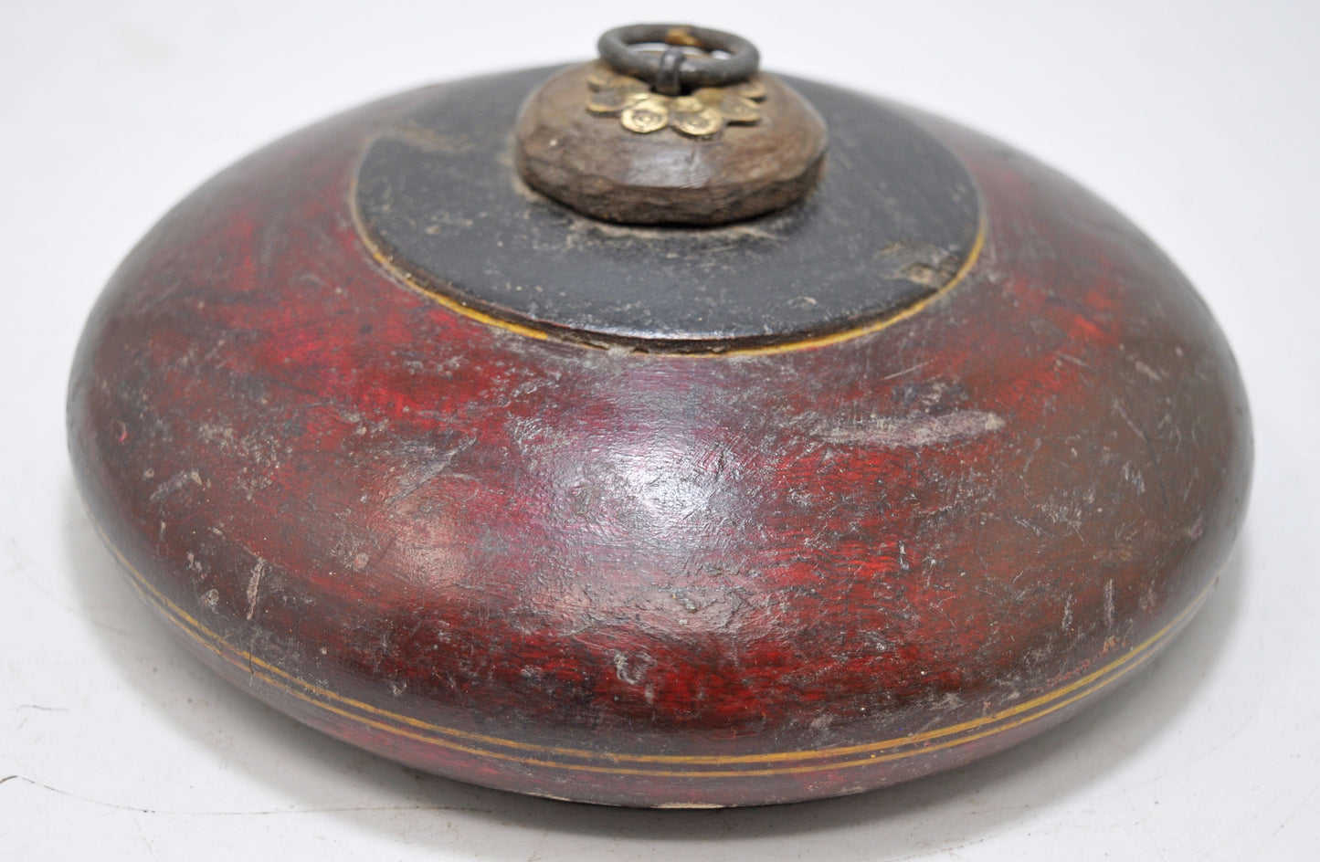 Antique Wooden Opium Tobacco Box Original Old Hand Carved Lacquer Painted
