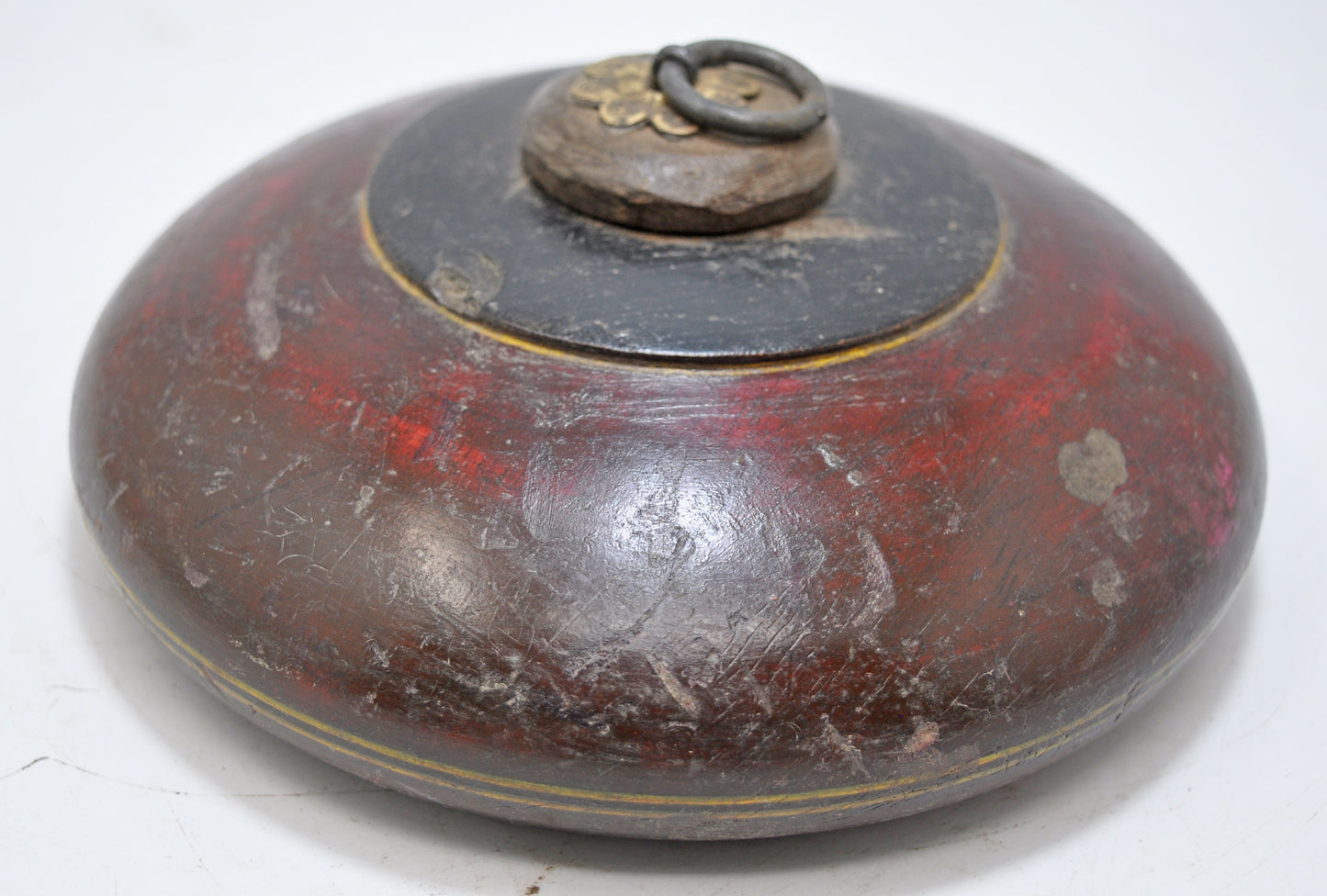 Antique Wooden Opium Tobacco Box Original Old Hand Carved Lacquer Painted