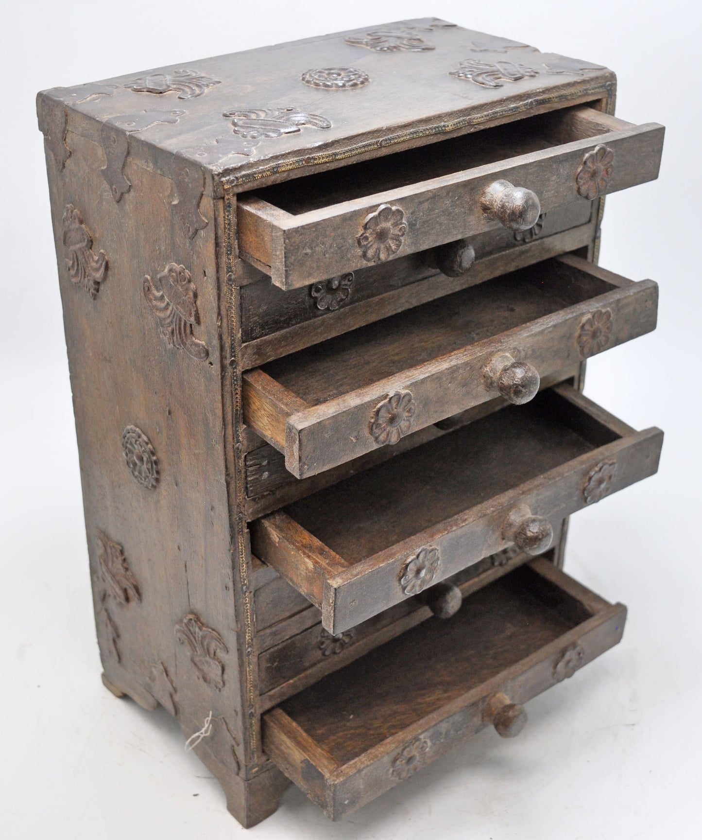 Vintage Wooden 8 Small Drawers Jewellery Box Original Old Fine Hand Crafted