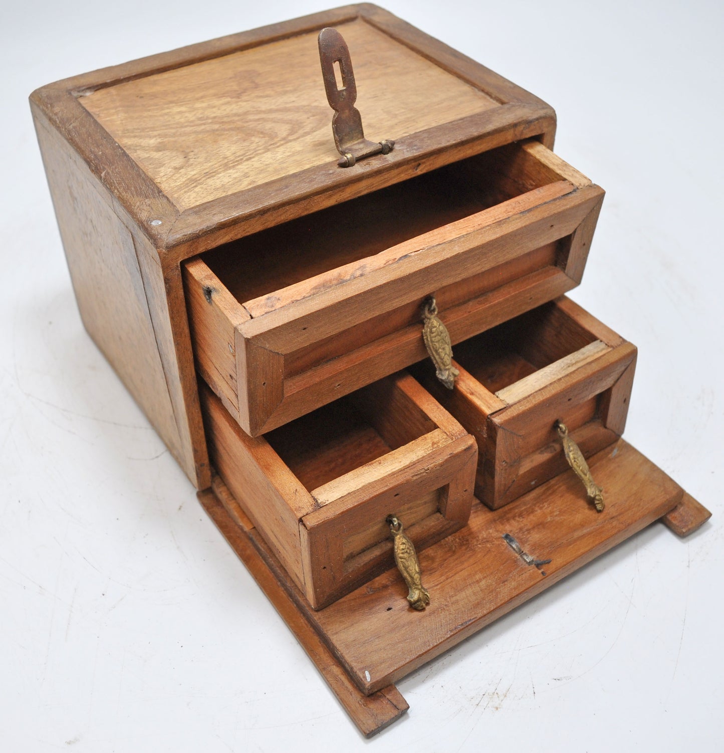 Vintage Wooden Drawers Jewellery Box Original Old Hand Crafted