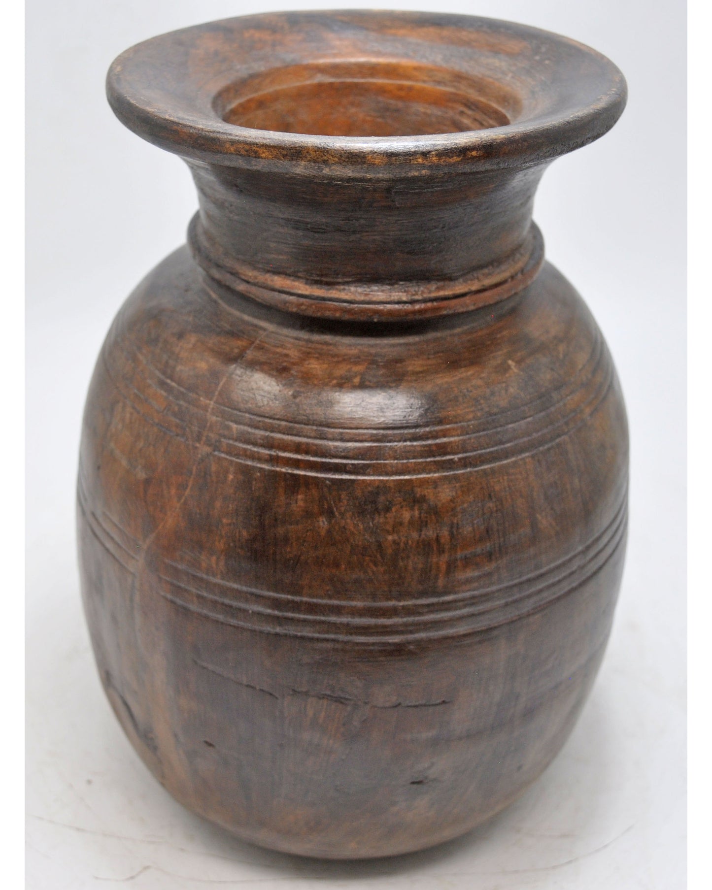Antique Wooden Himalayan Water Storage Matka Pot Original Old Hand Carved