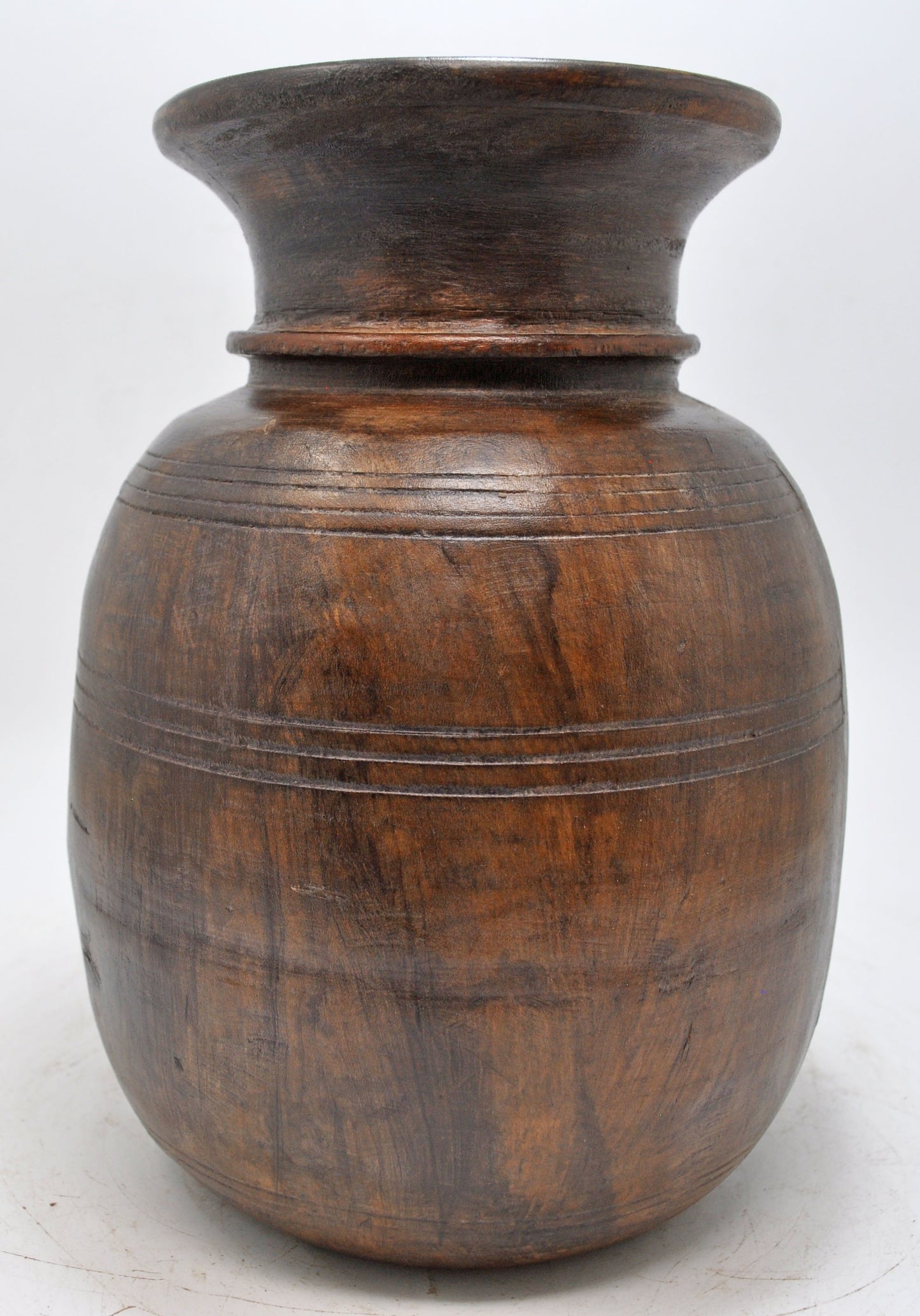 Antique Wooden Himalayan Water Storage Matka Pot Original Old Hand Carved