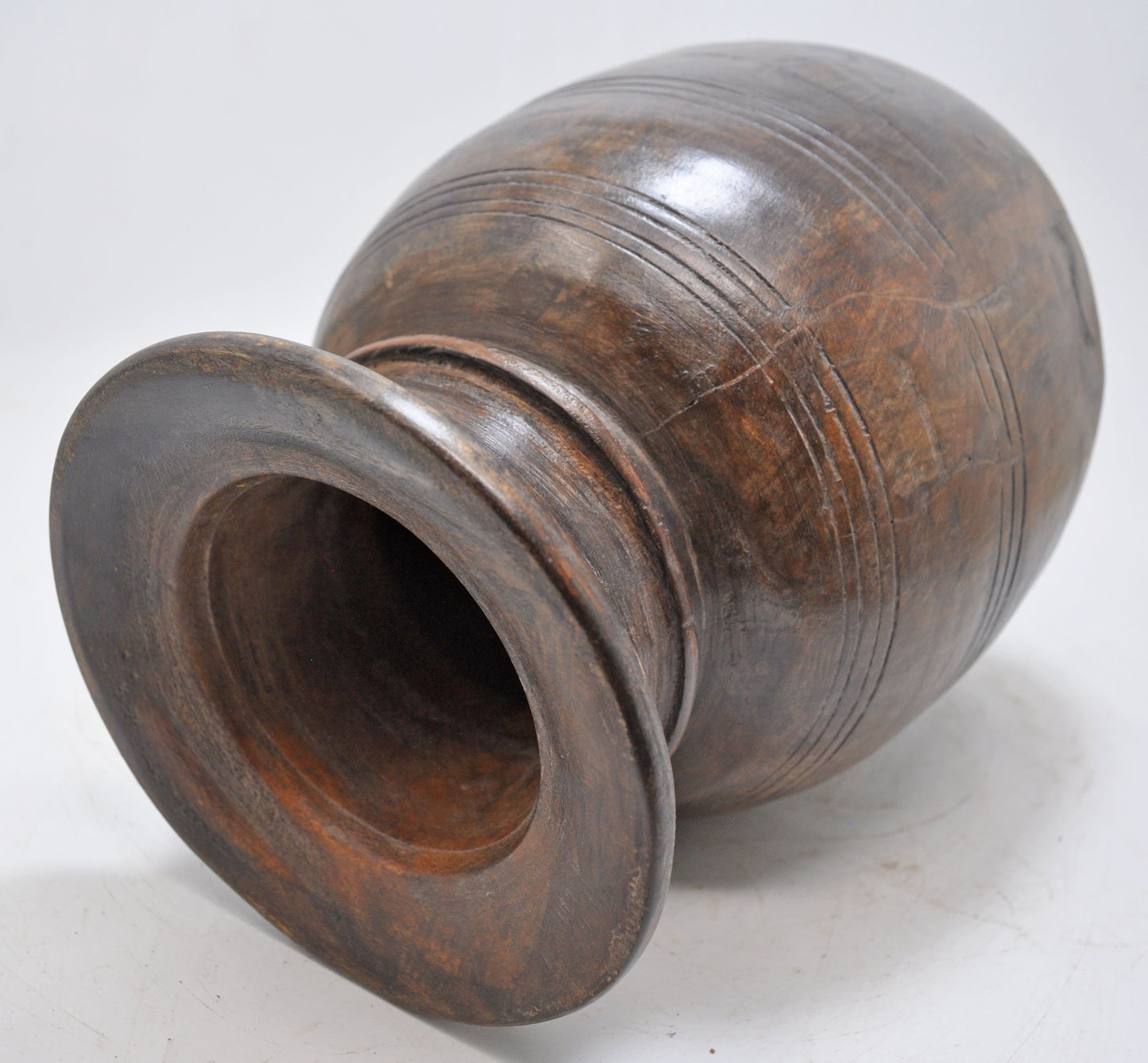 Antique Wooden Himalayan Water Storage Matka Pot Original Old Hand Carved