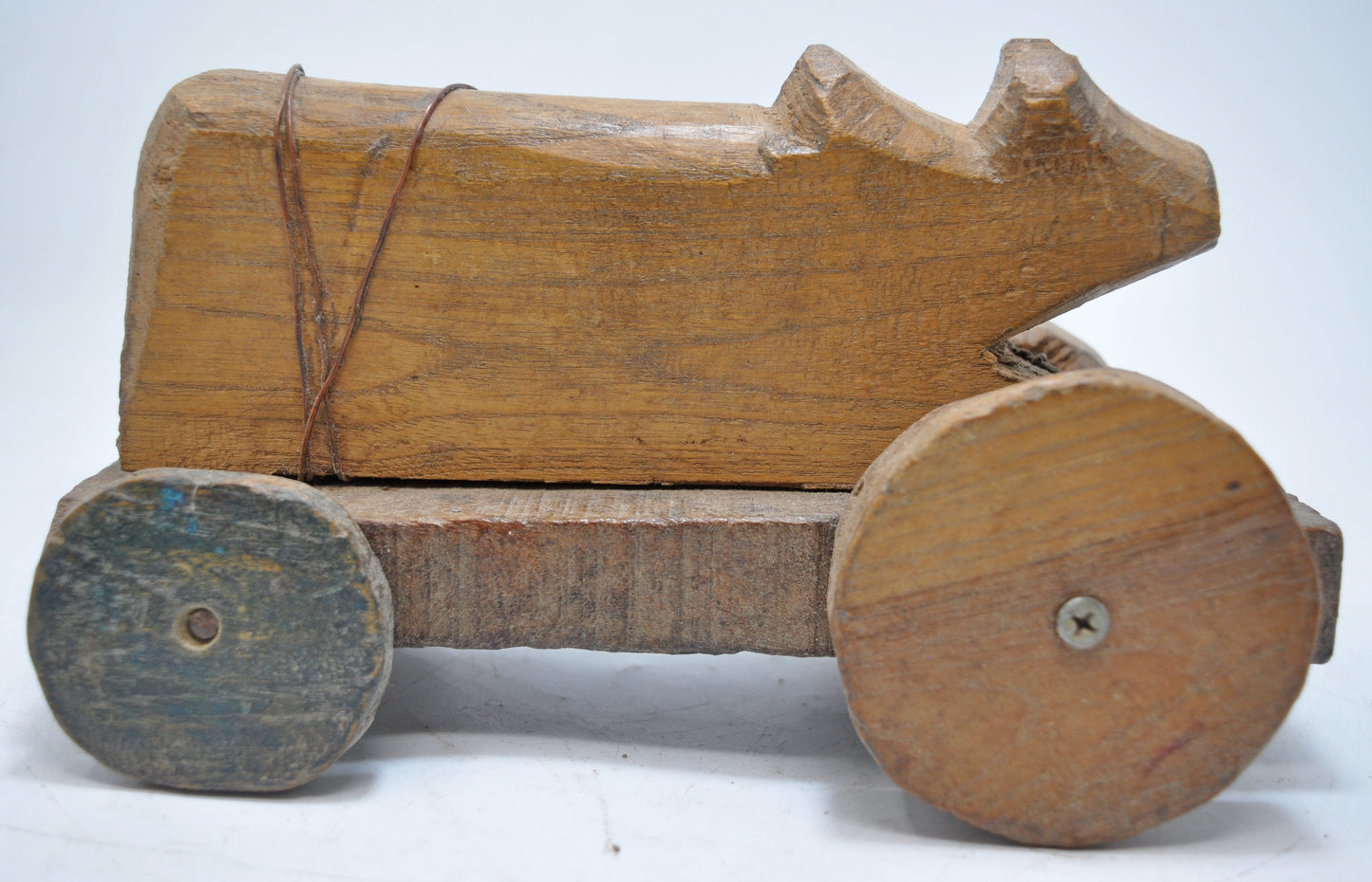 Antique Wooden Holy Cow Nandi Figurine Original Old Hand Carved