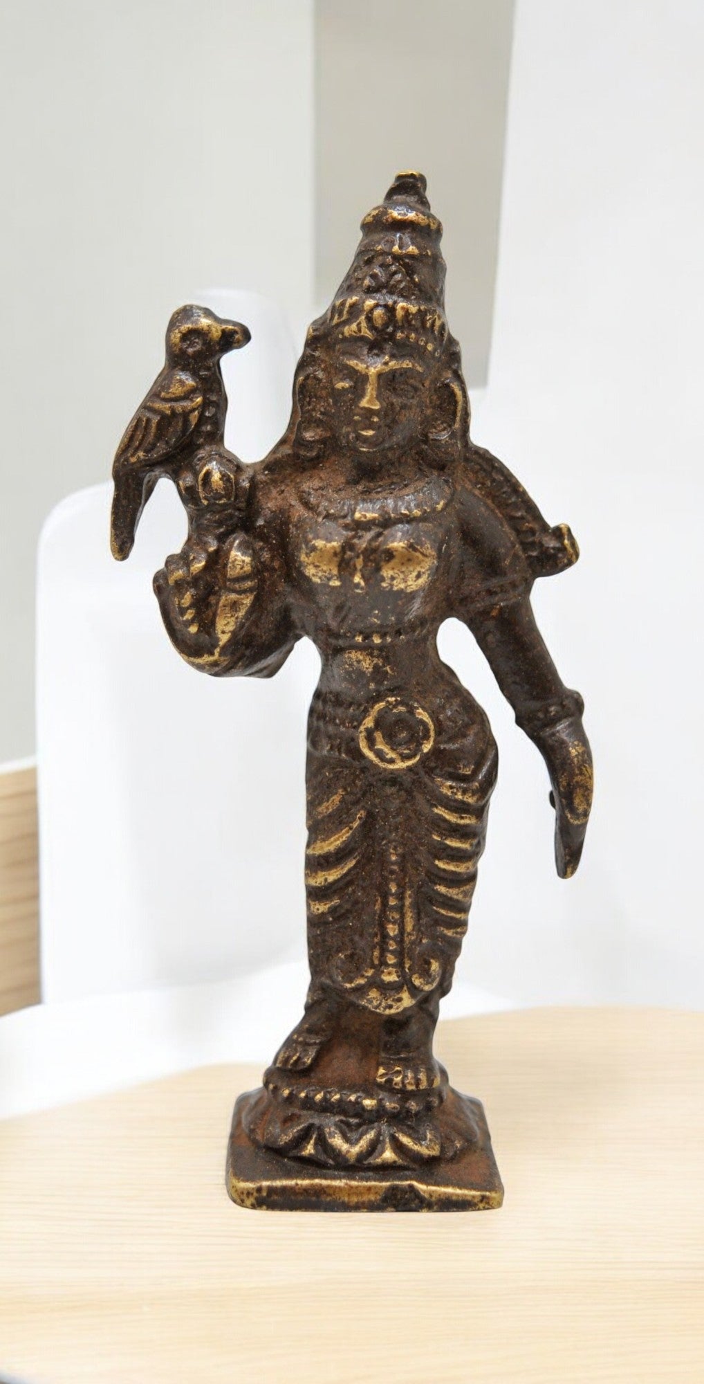 Antique Brass Lady Apsara Figurine Original Old Hand Crafted Fine Engraved