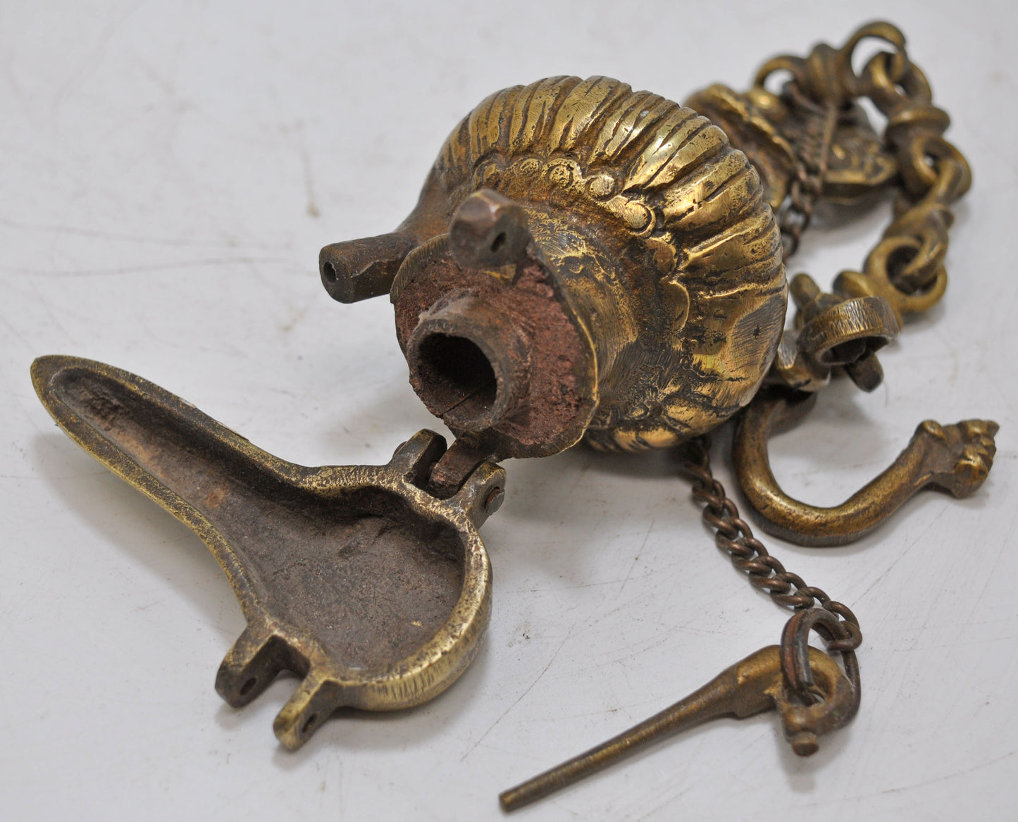 Antique Brass Bird Shape Hanging Diya Light Lamp Original Old Fine Engraved